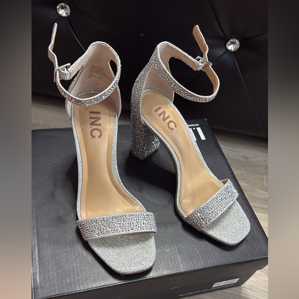 INC International Concepts Glittering Silver Heels